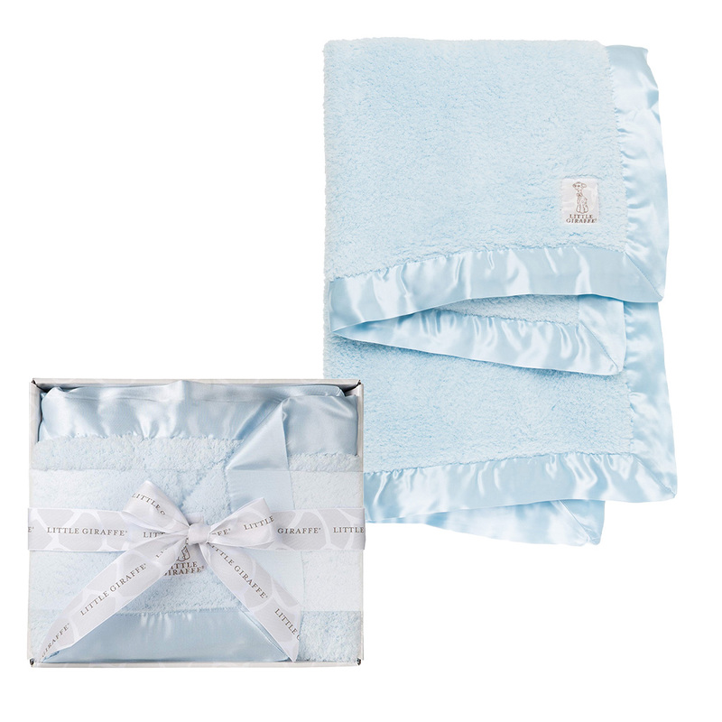 お買得】 Little Giraffe リトルジラフ Chenille Baby Blanket シェニールベビーブランケットBOX入り ブルー 