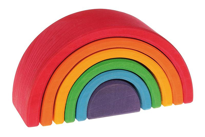 グリムス社 アーチレインボー 小 虹色 トンネル 積み木 木のおもちゃ 