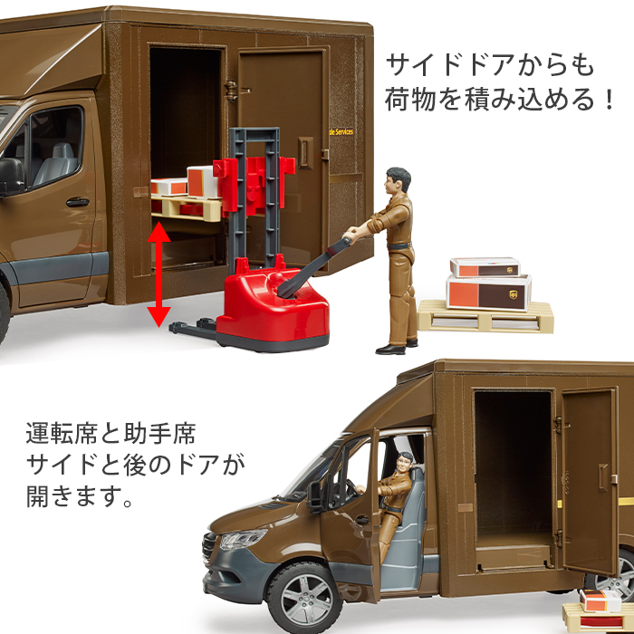 bruderトラック（フォークリフト、荷物、人形付） bruder ブルーダー Mercedes Benz UPS ＆ フォークリフト