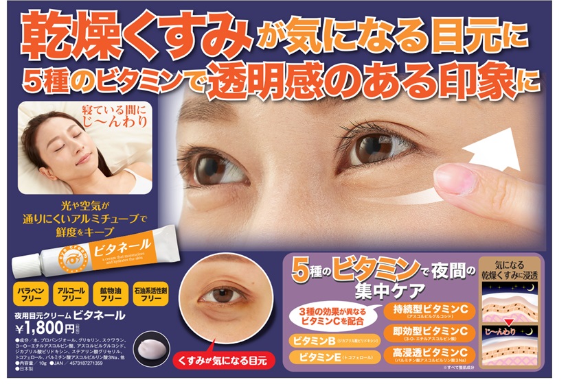 夜用目元クリーム ビタネール 10g アイクリーム 目袋 目の下のたるみ