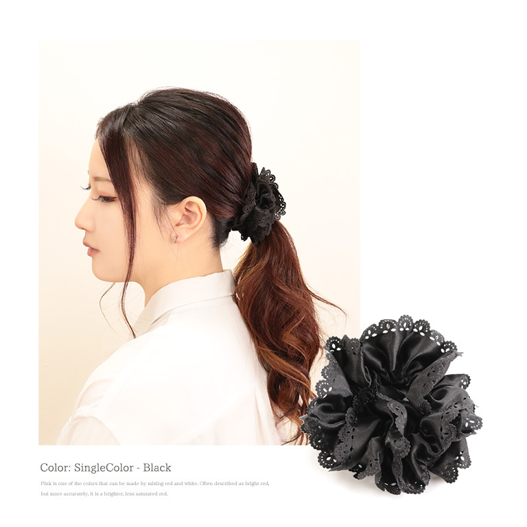 未使用未使用NATURAL BERRY（ナチュラルベリー） シュシュ レースカット 厚みのある上品なサテンシュシュ ヘアゴム ヘアアクセサリー 韓国  レディース レディースアクセサリー