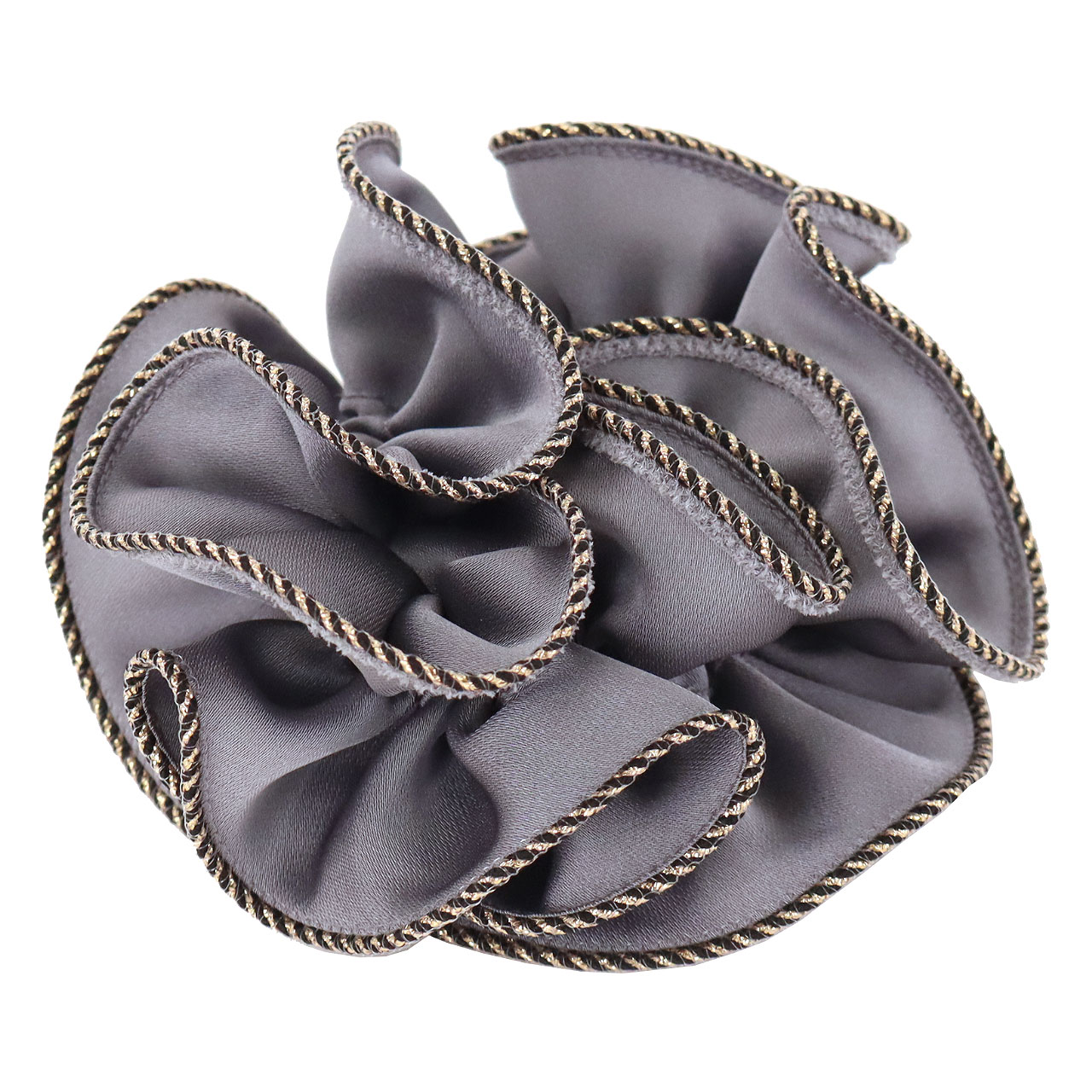 ダークグレー ストライプ シュシュ Jewel VOX シュシュ 黒 レディース ヘアアクセサリー グログラン