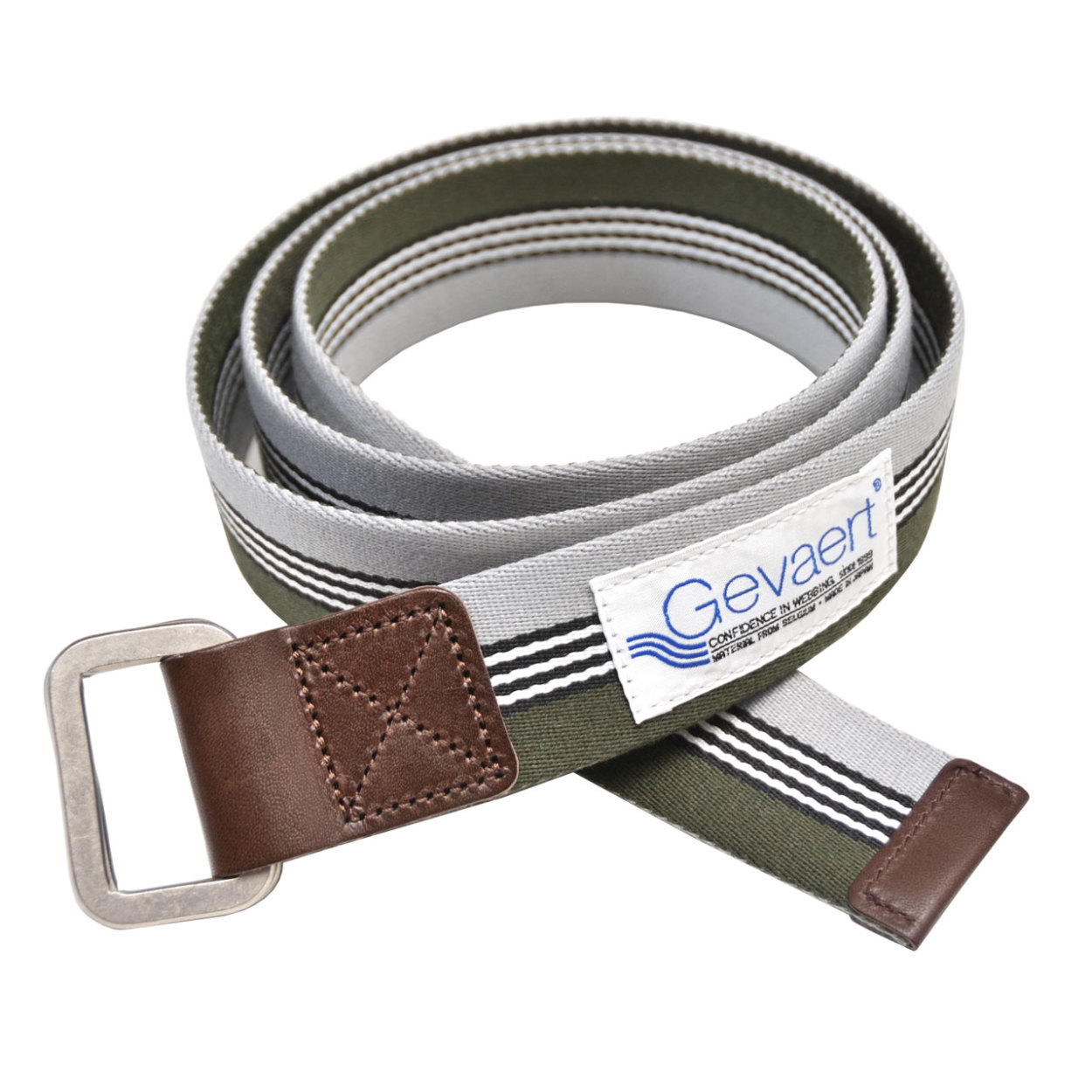 GEVAERT（ゲバルト） Wリングボーダーラインベルト 布ベルト 35mm 厚手