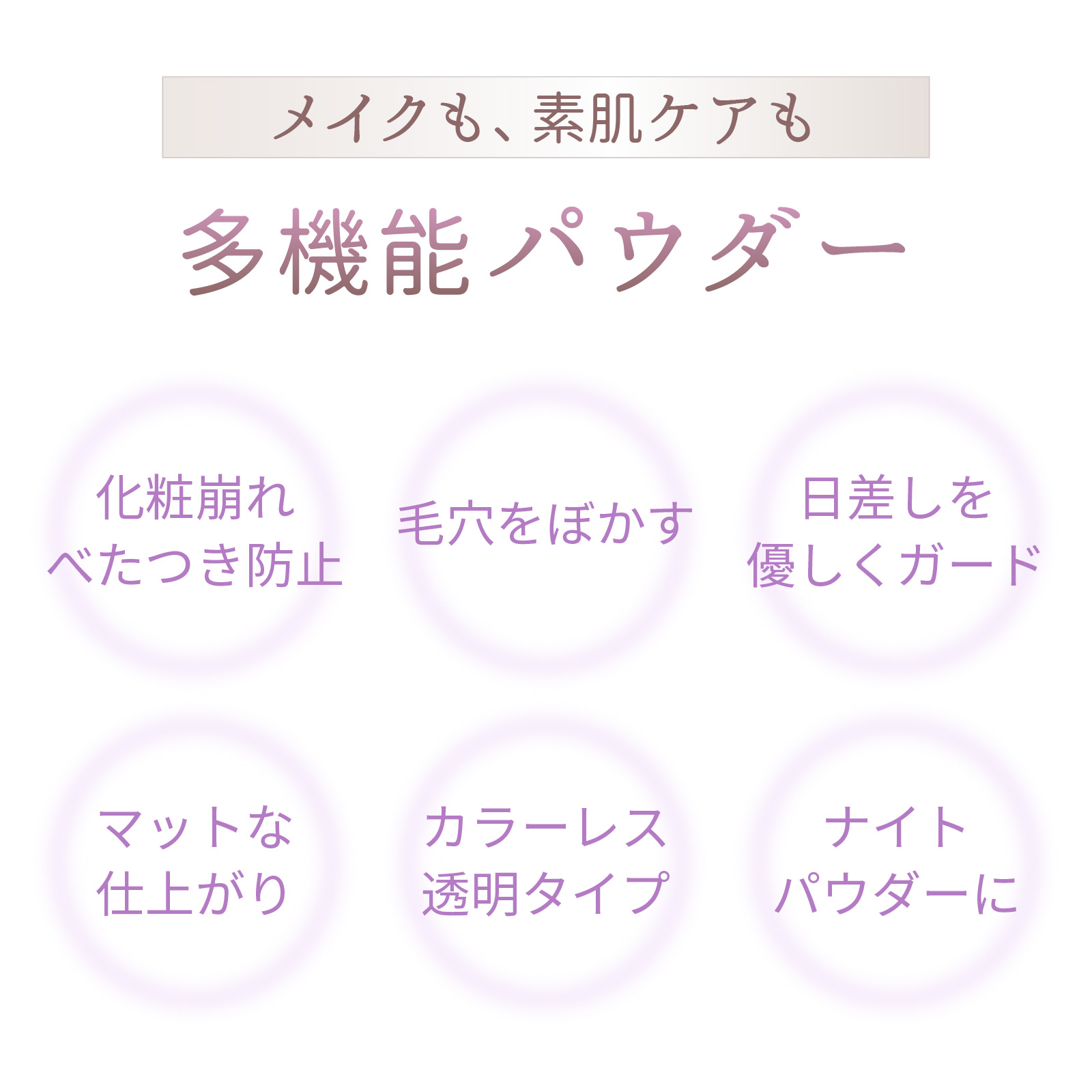 化粧崩れ、べたつき防止/毛穴をぼかす/日差しを優しくガード/マットな仕上がり/カラーレス、透明タイプ/ナイトパウダー使用OK