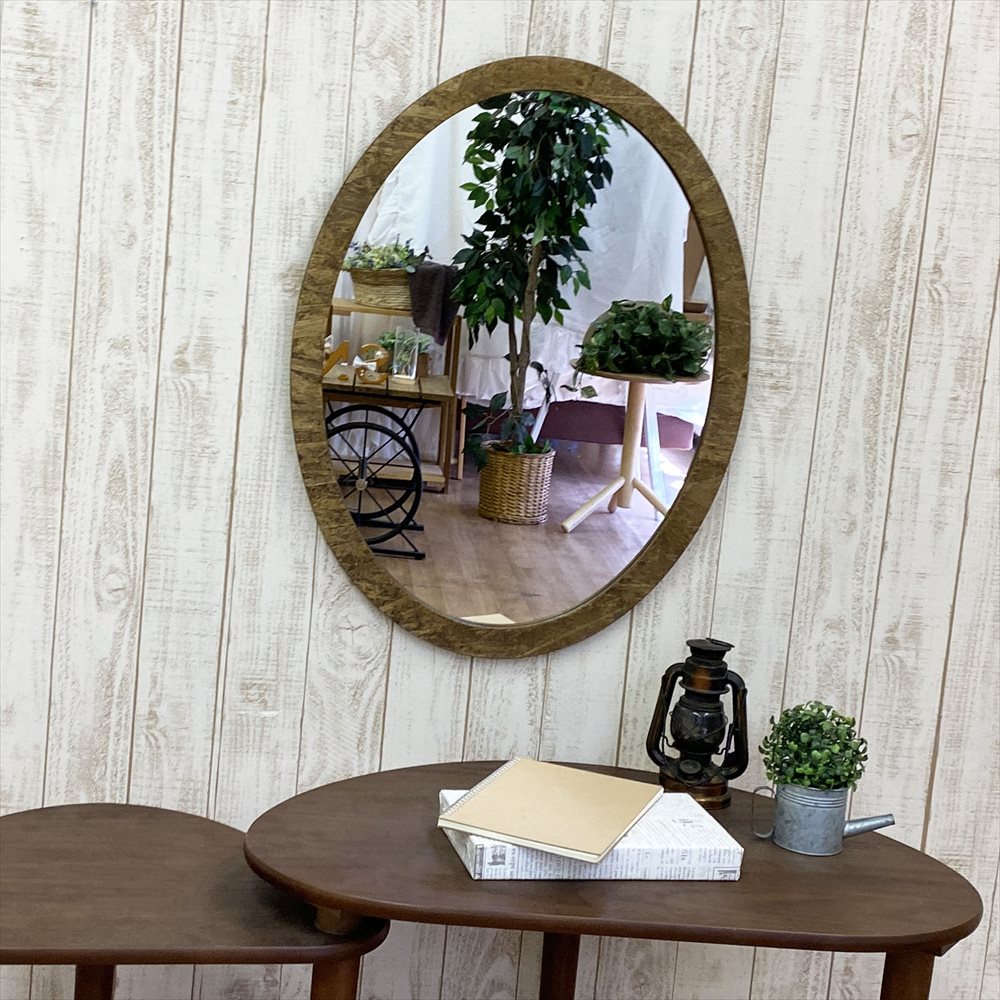鏡 壁掛け 楕円形 57 × 75 オーバルミラー 日本製 ウォールミラー