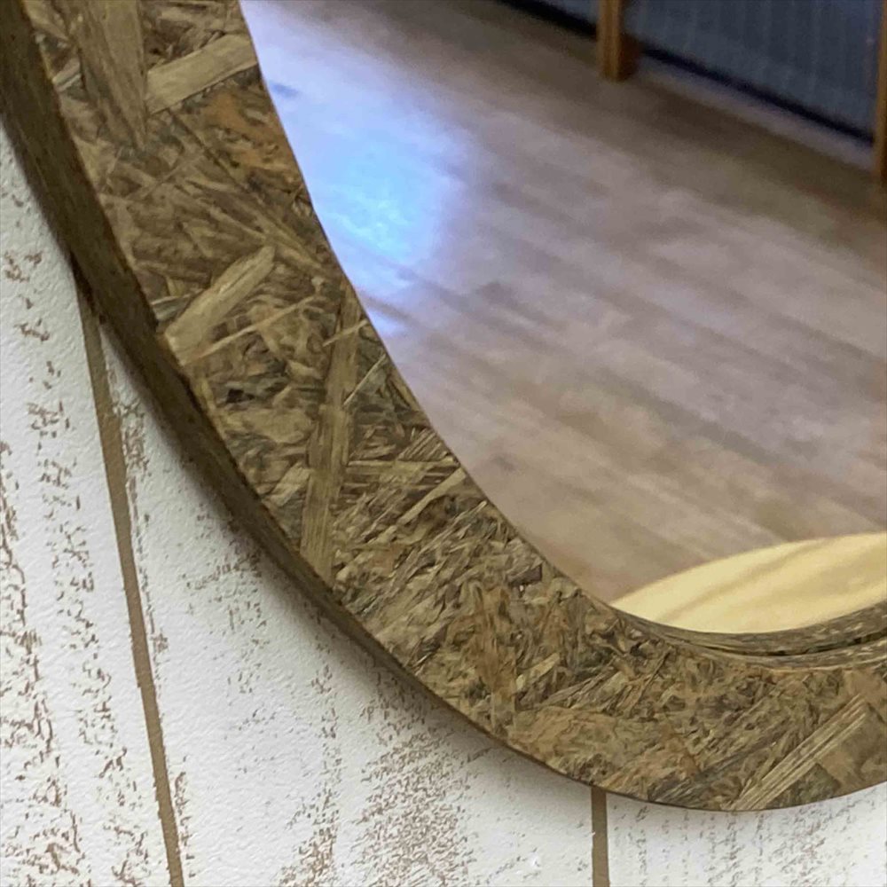 オーバル型 ウォールミラー　ブラウン 木製 楕円形 壁掛け鏡 鏡 壁掛け ウォールミラー オーバル 楕円 L おしゃれ アンティーク 丸