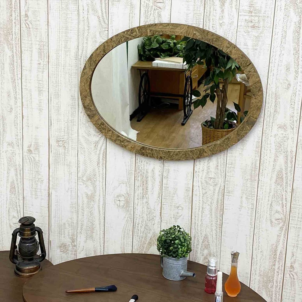 鏡 壁掛け 楕円形 45 × 60 オーバルミラー 日本製 ウォールミラー