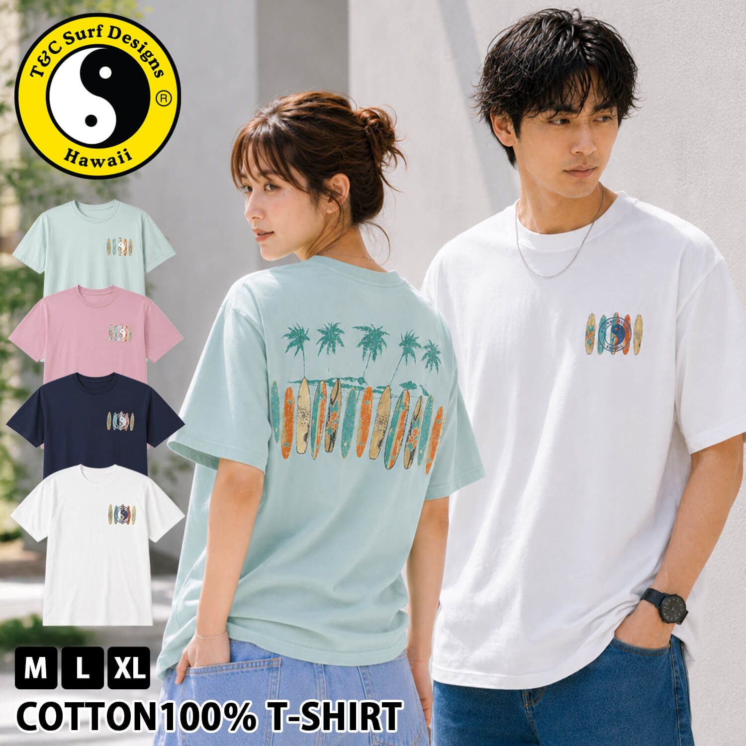 ウェットスーツ(T&C Surf Designs 半袖) 特価 T&C Surf Designs Tシャツ メンズ レディース 半袖 綿100% バック