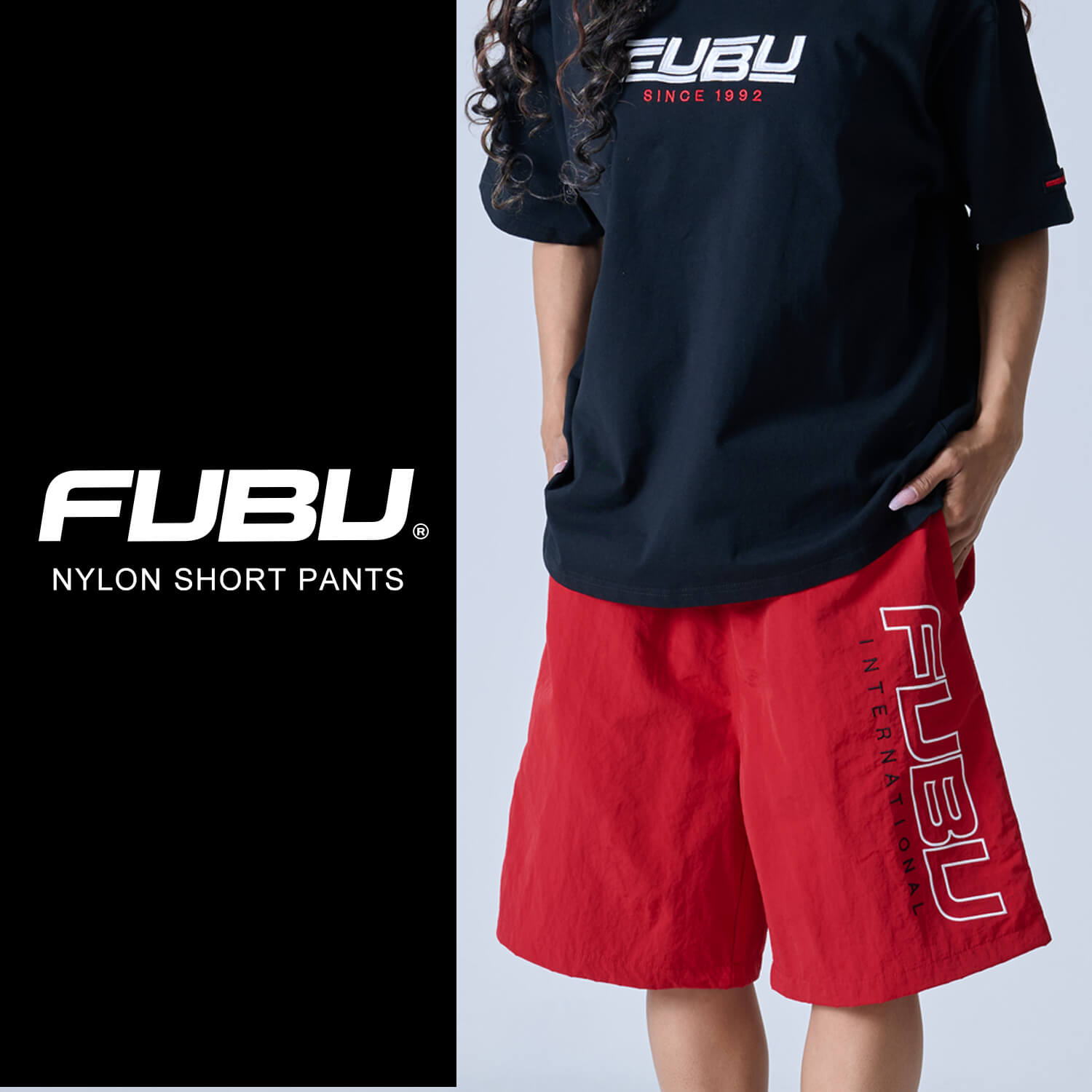 FUBU（フブ） ナイロンショートパンツ メンズ 裏メッシュ 軽量 ハーフ