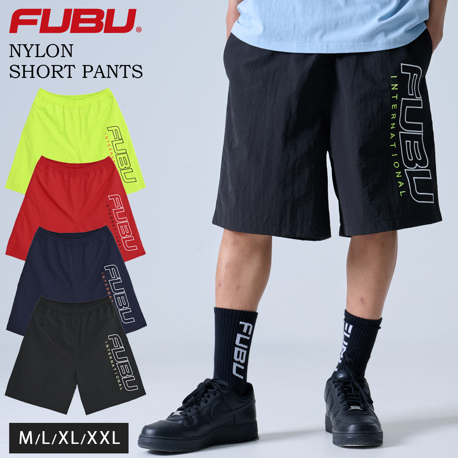 FUBU（フブ） ナイロンショートパンツ メンズ 裏メッシュ 軽量 ハーフ