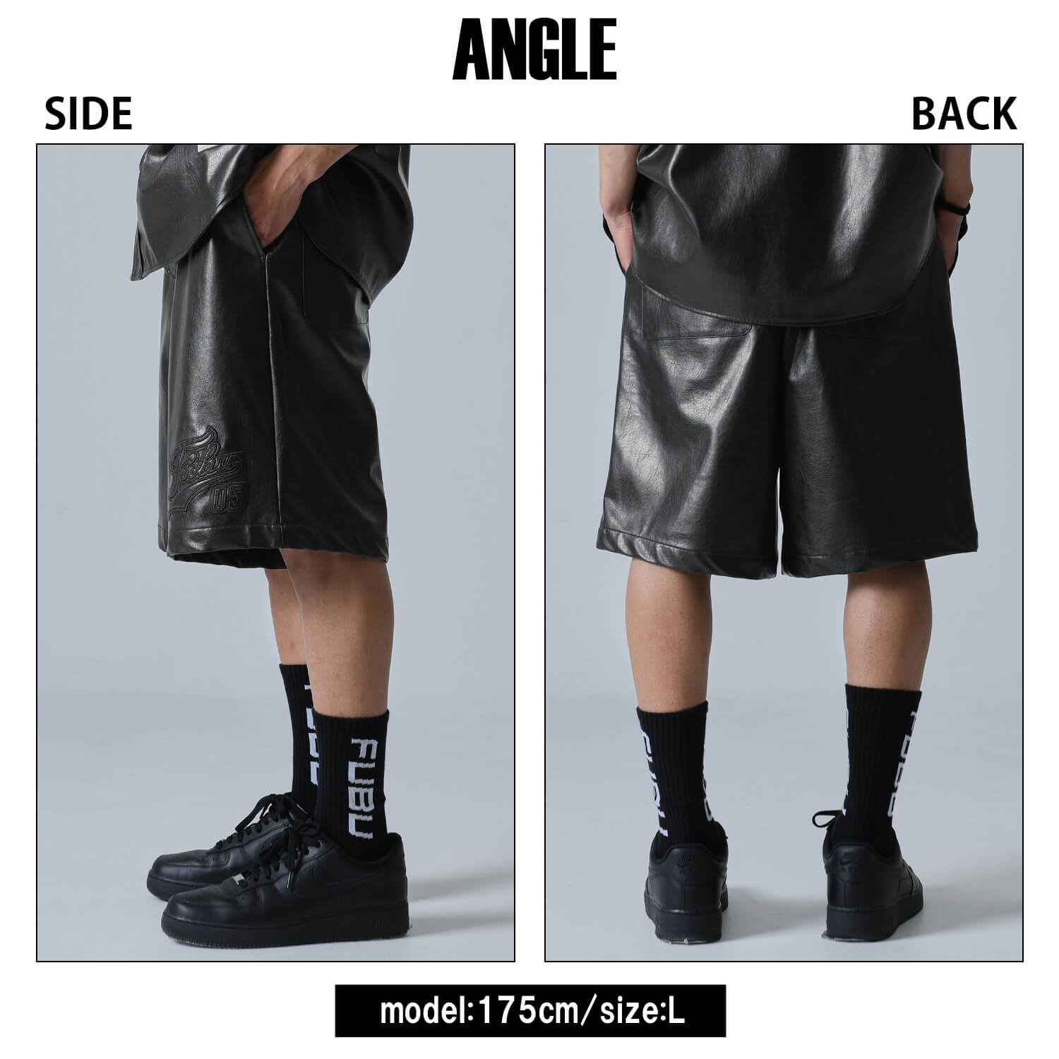 FUBU（フブ） ハーフパンツ メンズ レディース エコレザー 裏メッシュ