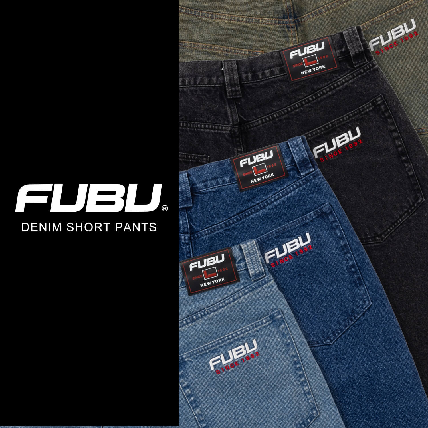 FUBU（フブ） デニムショートパンツ メンズ ワイド ハーフパンツ ひざ