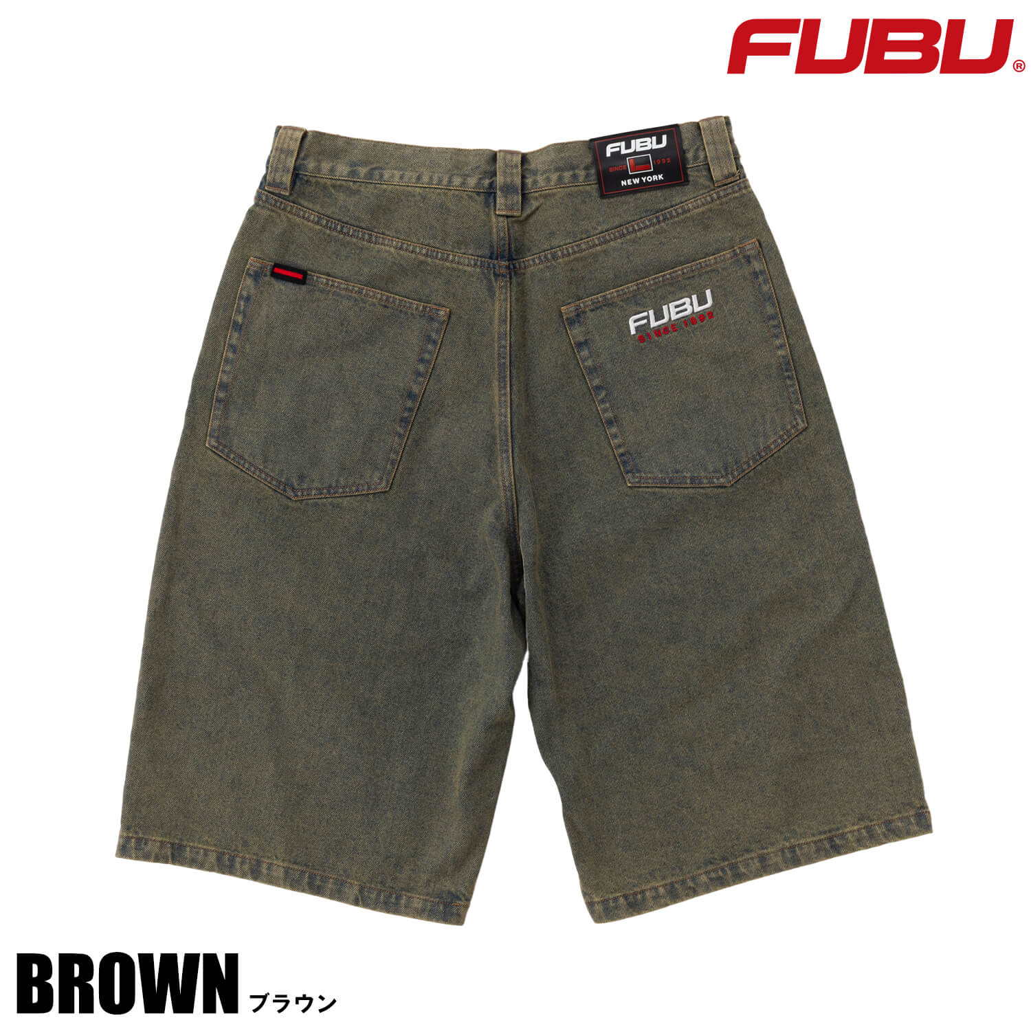 FUBU（フブ） デニムショートパンツ メンズ ワイド ハーフパンツ ひざ