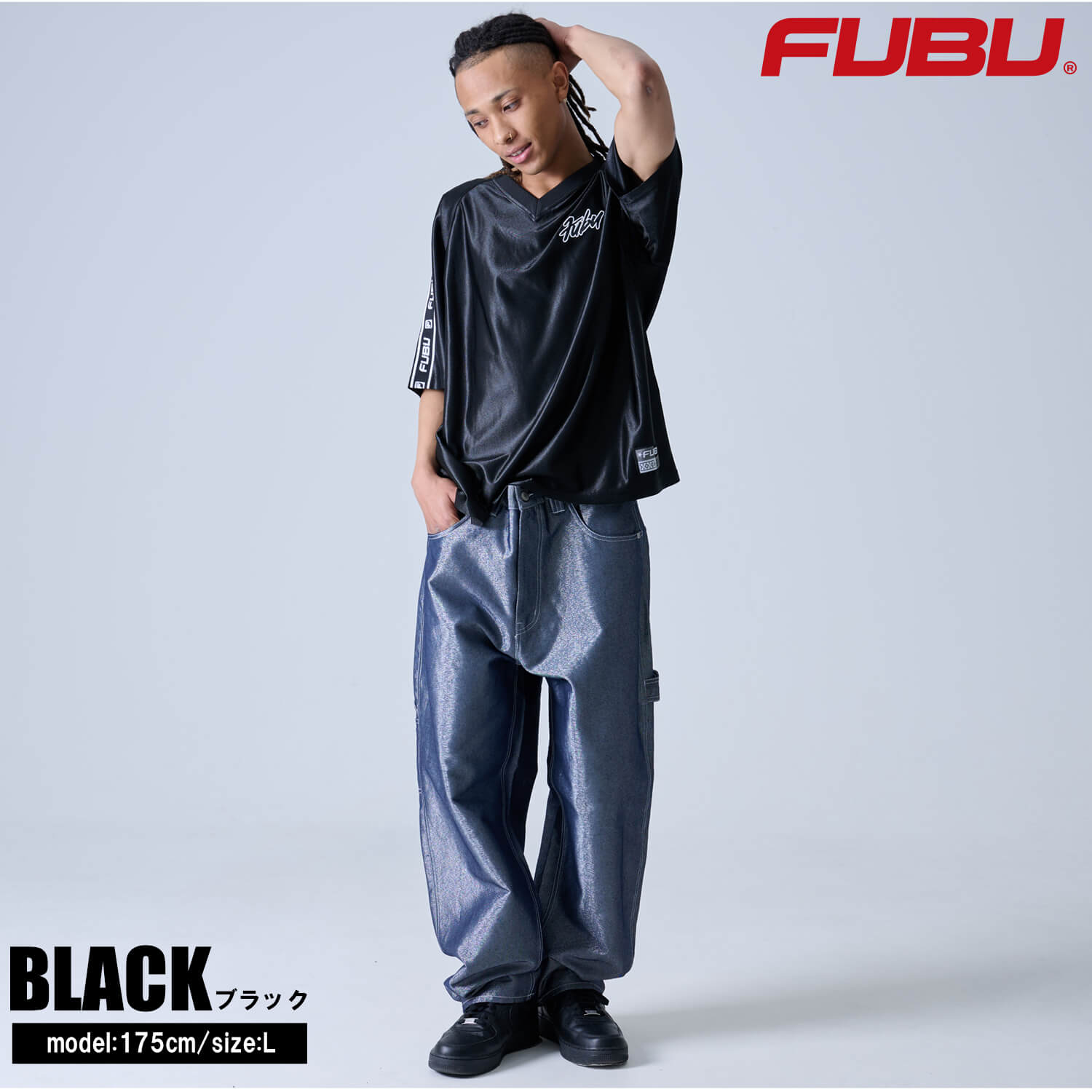FUBU（フブ） ゲームシャツ メンズ 半袖 シャツ ロゴライン バックロゴ