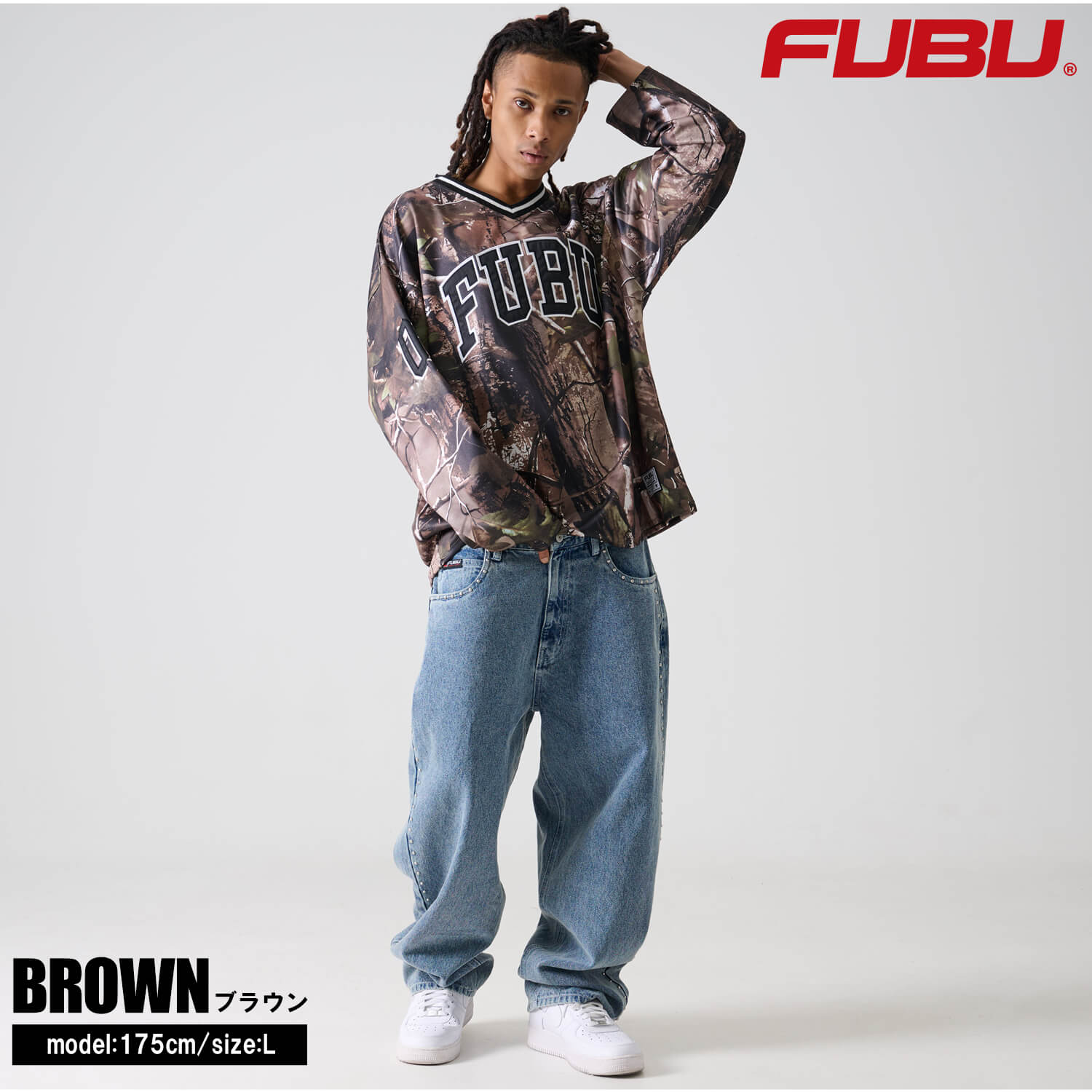 FUBU（フブ） シャツ メンズ 長袖 ゲームシャツ ホッケーシャツ 春 秋