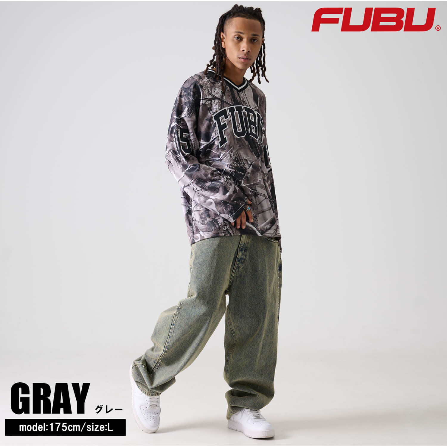 FUBU（フブ） シャツ メンズ 長袖 ゲームシャツ ホッケーシャツ 春 秋