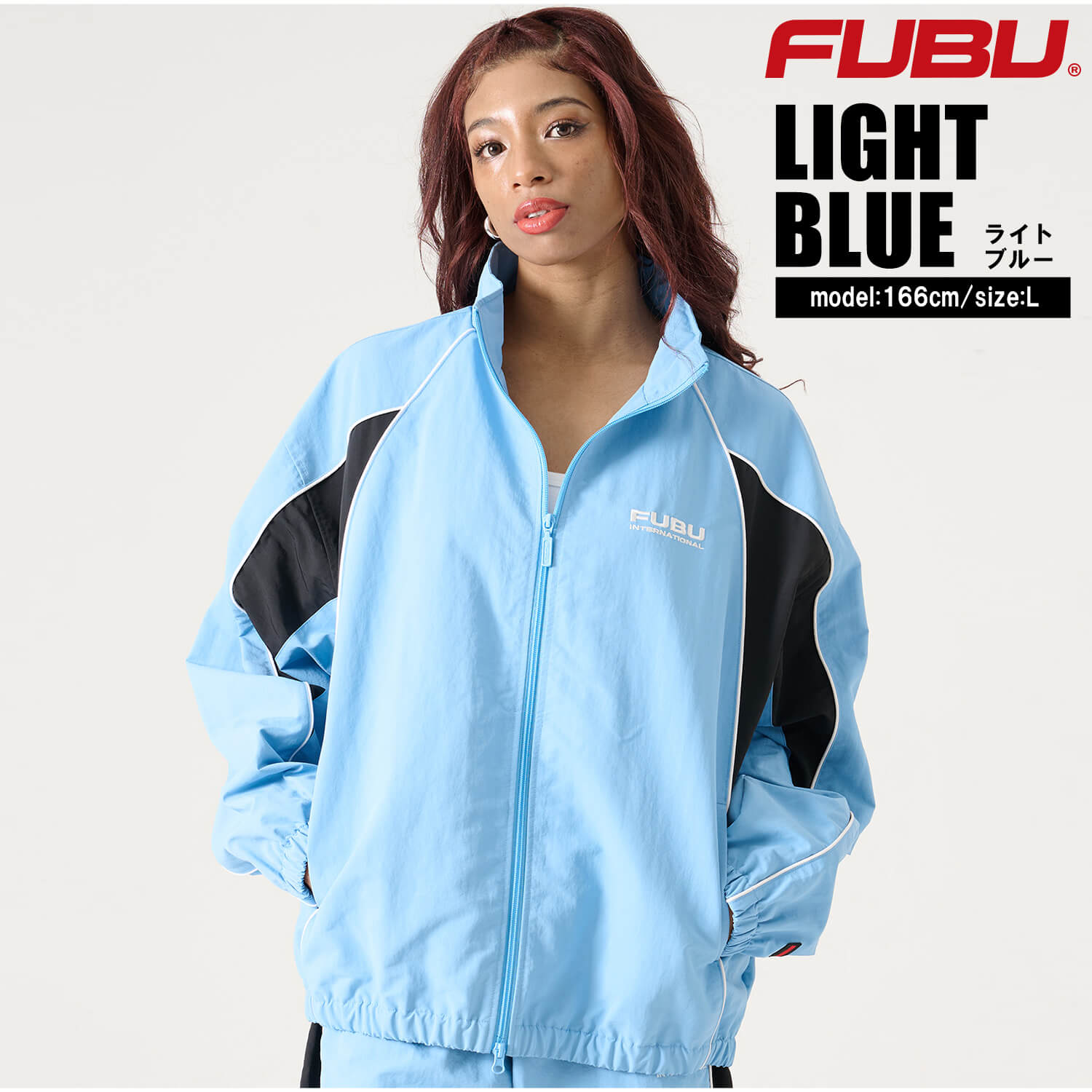 【激レアXL☆US輸入90s】FUBU フブ 両面刺繍ナイロンジャケット ブルー FUBU（フブ） ナイロンジャケット メンズ ブルゾン フルジップ ロゴ