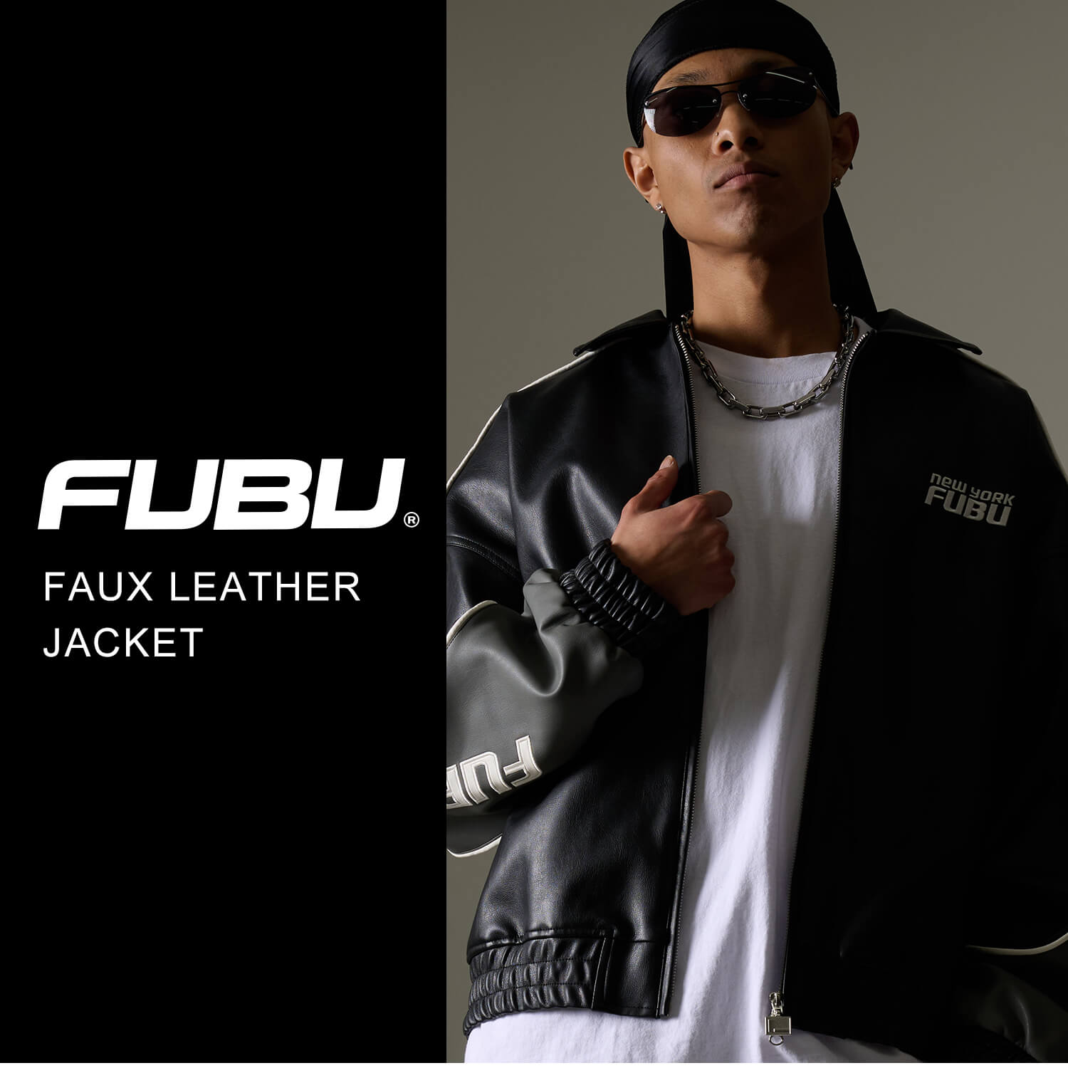 FUBU（フブ） フェイクレザージャケット メンズ ブルゾン 刺繍