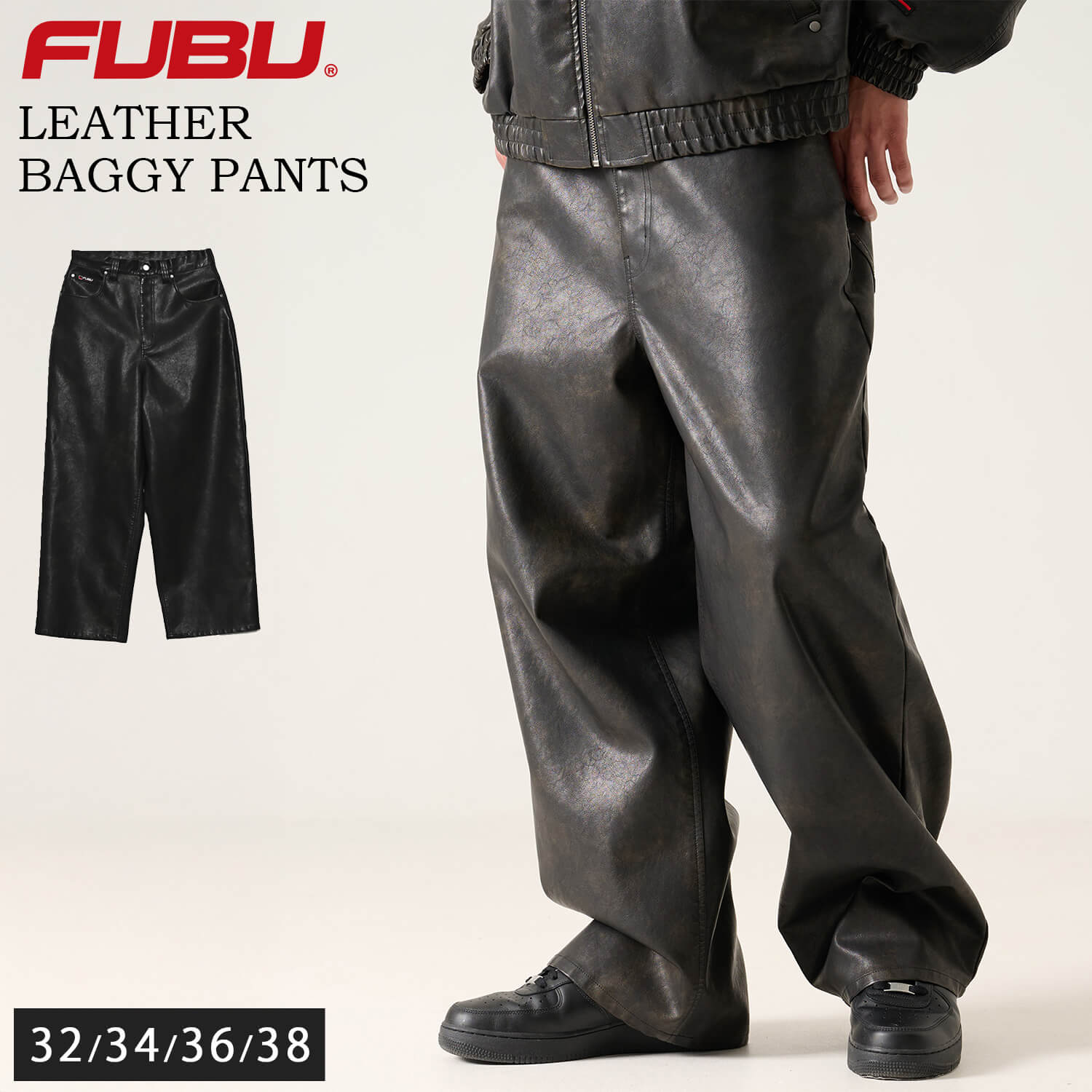 FUBU（フブ） レザーパンツ メンズ レディース フェイクレザー バギー