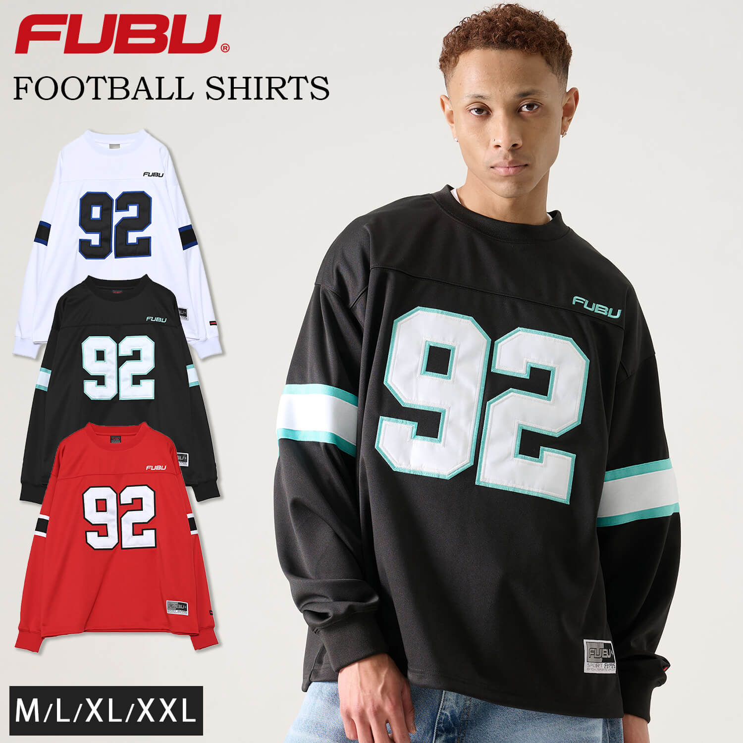 FUBU（フブ） ゲームシャツ メンズ 長袖 ナンバー サッカーシャツ
