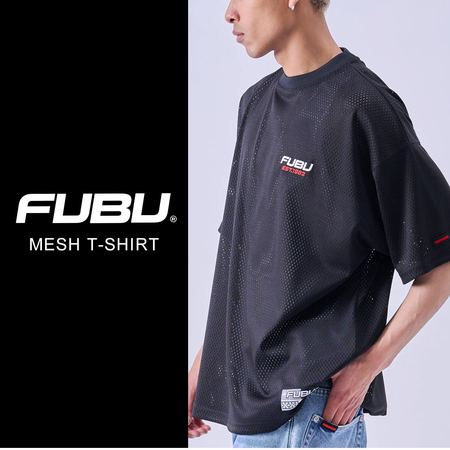 FUBU（フブ） メッシュTシャツ 半袖 メンズ レディース ロゴ XL XXL
