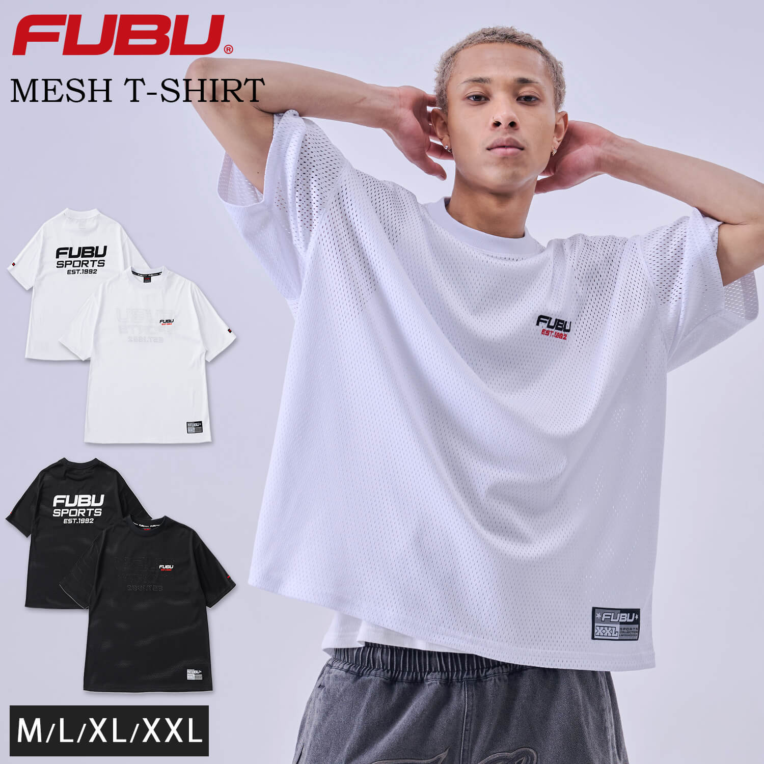 FUBU（フブ） メッシュTシャツ 半袖 メンズ レディース ロゴ XL XXL