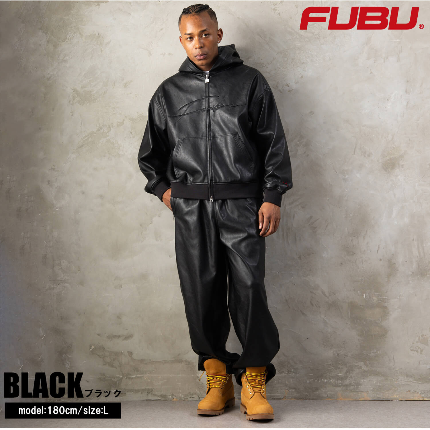 FUBU（フブ） レザーパンツ メンズ レディース フェイクレザー ワイド