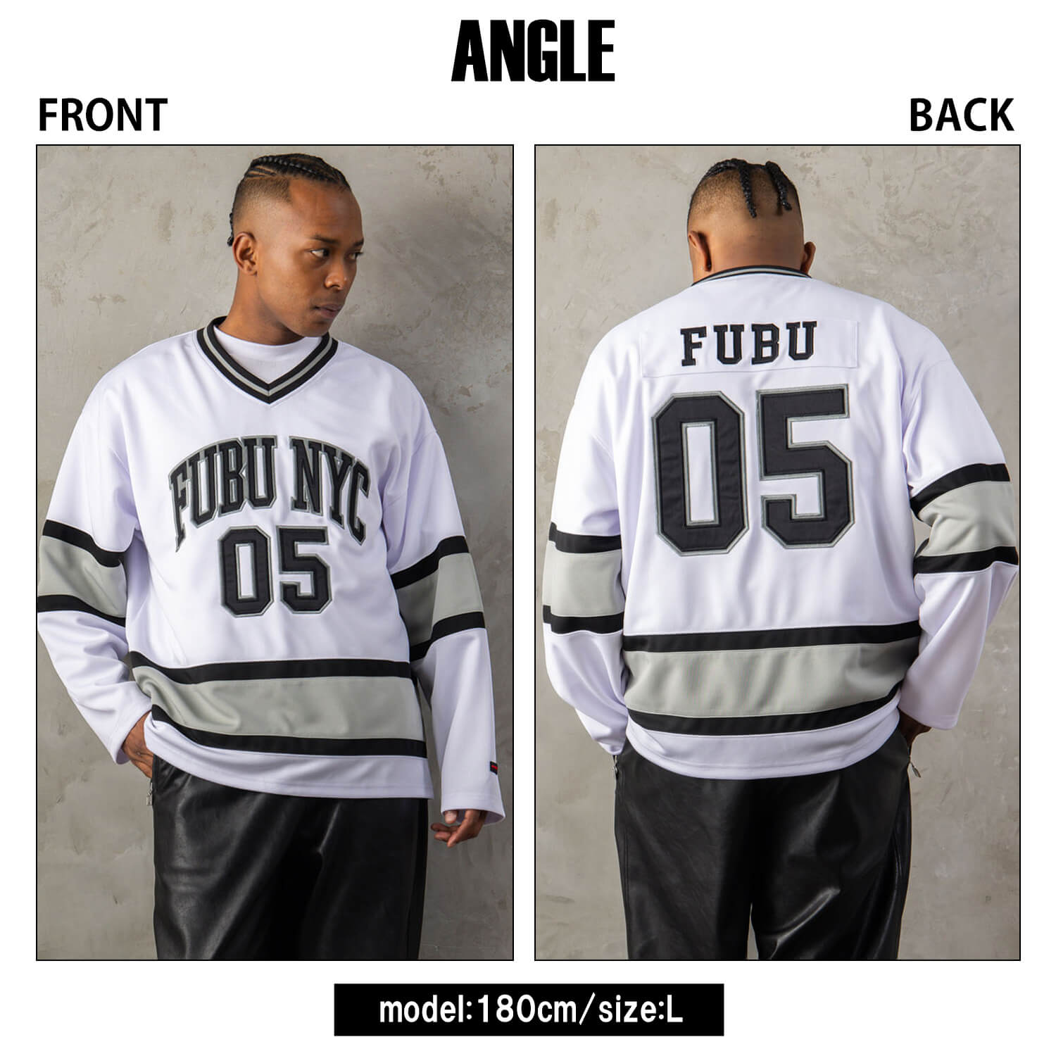 FUBU（フブ） ホッケーシャツ メンズ レディース 長袖 Vネック