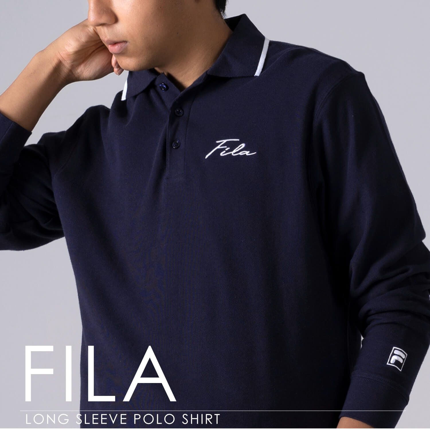 特価 FILA フィラ ポロシャツ メンズ 長袖 鹿の子 綿100% 衿ライン ビジネス ボタンダウン 関連画像1