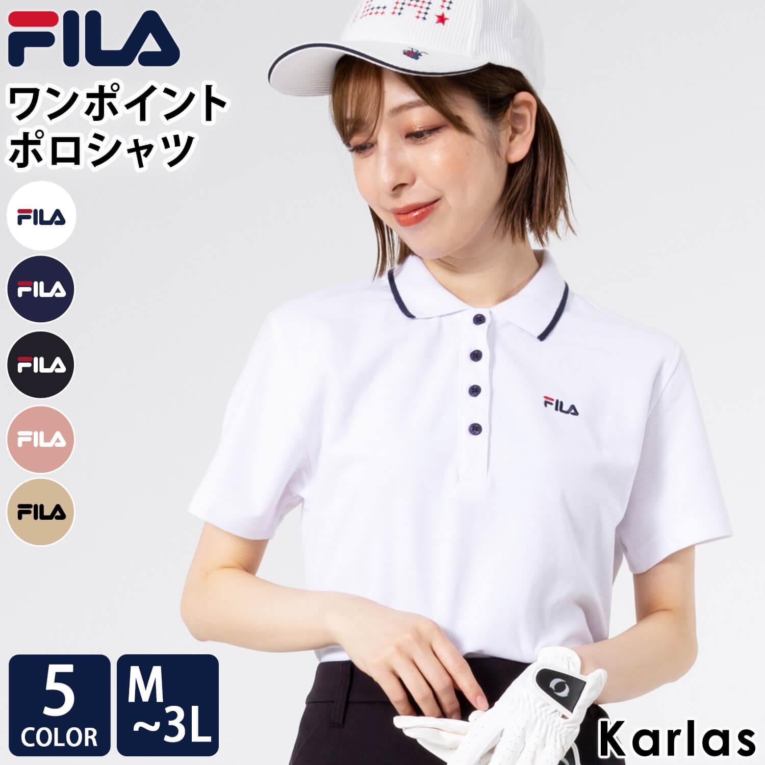 FILA（フィラ） ポロシャツ レディース 半袖 綿 無地 ゴルフウェア