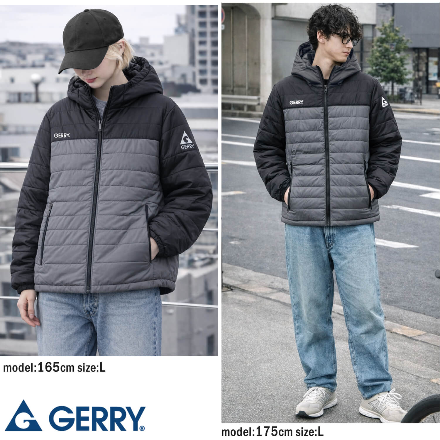 GERRY（ジェリー） 中綿ジャケット 防寒着 フード付き 軽量 メンズ