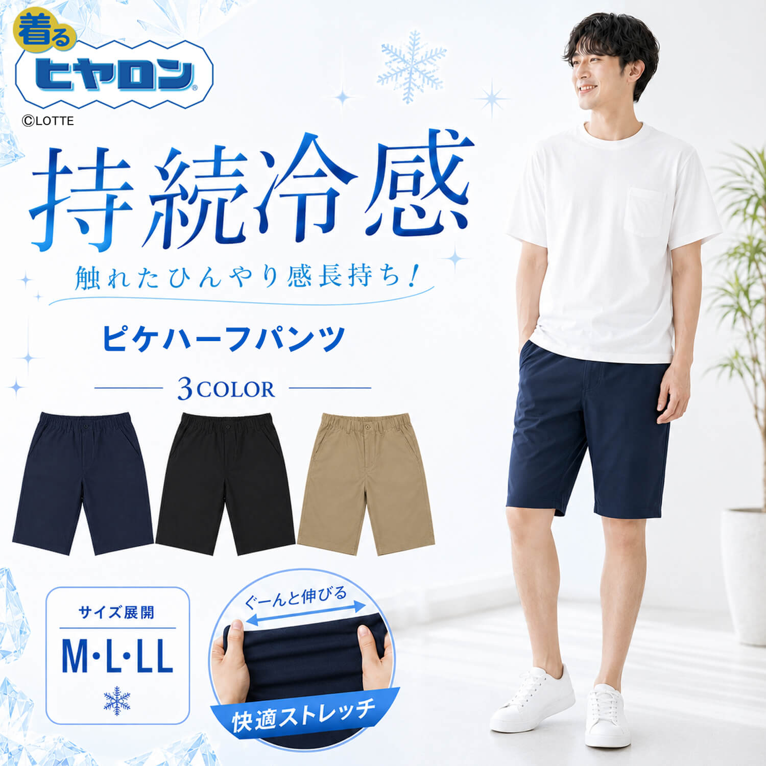 ヒヤロン 特価 着るヒヤロン ピケハーフパンツ メンズ 持続冷感 接触冷
