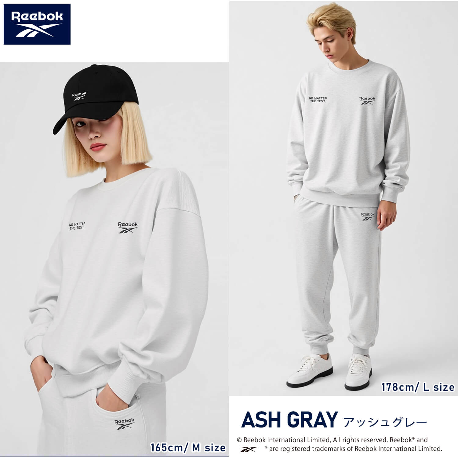 ☆Reebok スウェット パーカー上下セット 灰[SET0199-L]一 五 