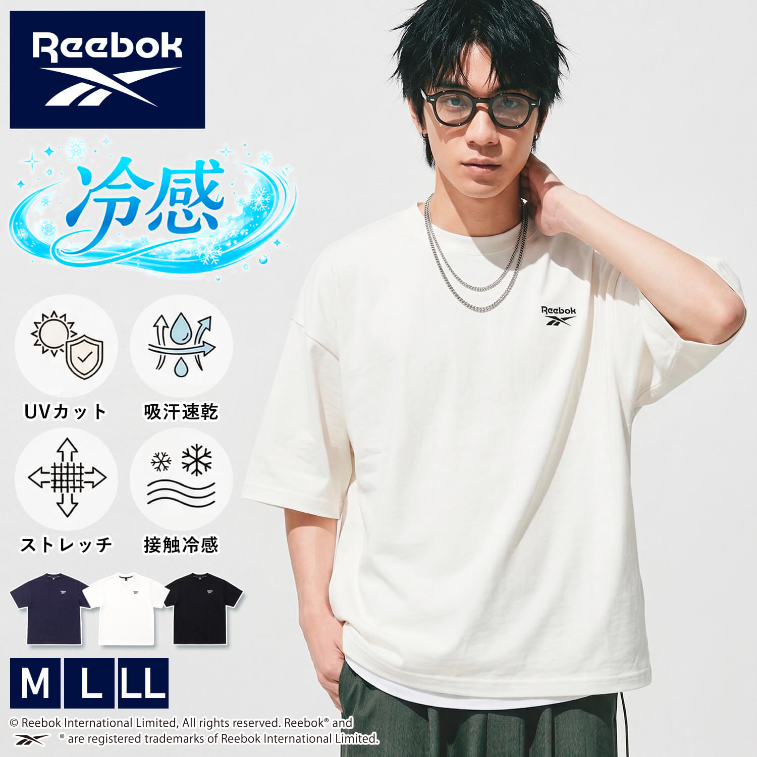 Reebok（リーボック） 特価 Tシャツ 半袖 接触冷感 吸汗速乾 UV