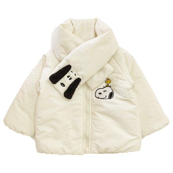 スヌーピー 中綿コート アウター キッズ 女の子 男の子 マフラー 子供服 ジャケット フードなし 防寒 ベビー 赤ちゃん もこもこ キャラクター クリスマス | SNOOPY | 01