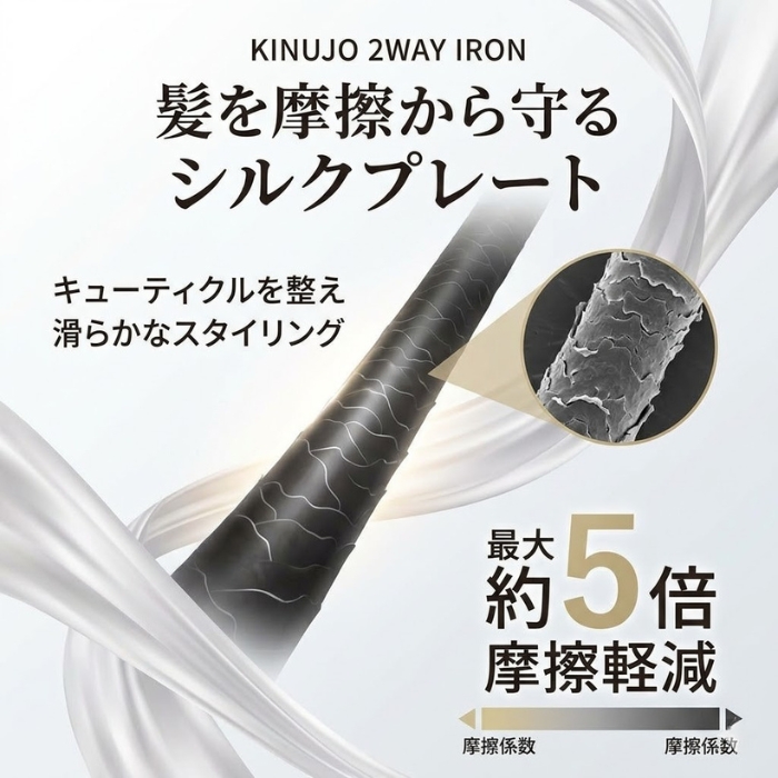 KINUJO 2WAY IRON 26mm 32mm 絹女 ホワイト ストレートアイロン シルク