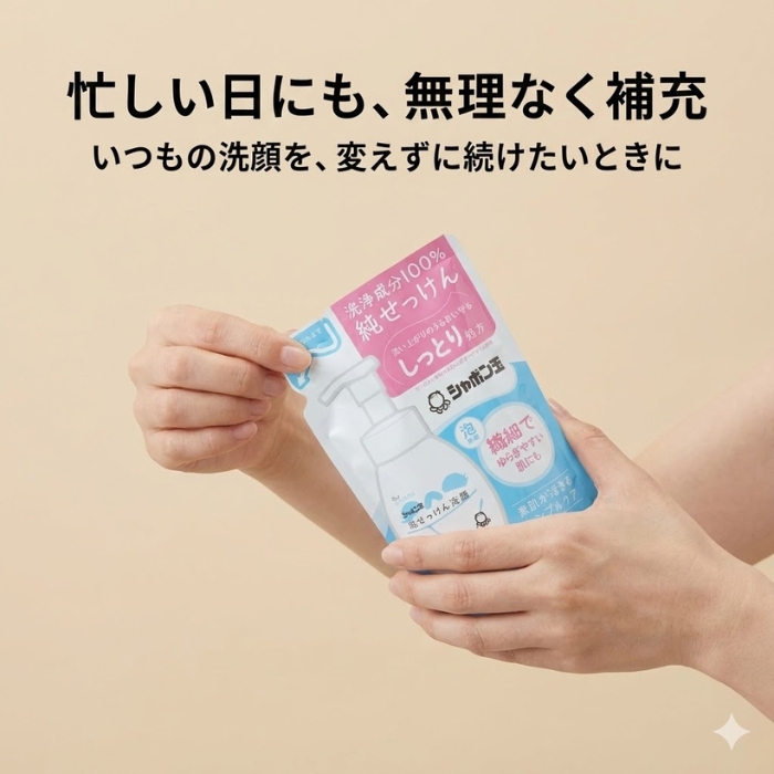 シャボン玉石けん 純せっけん洗顔 泡タイプ 詰...の詳細画像3