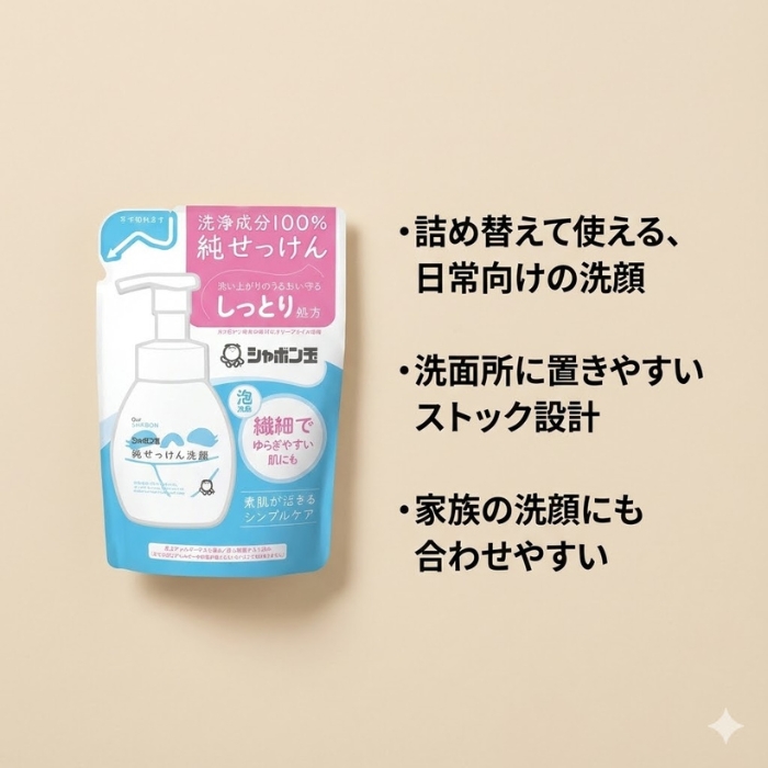 シャボン玉石けん 純せっけん洗顔 泡タイプ 詰...の詳細画像4