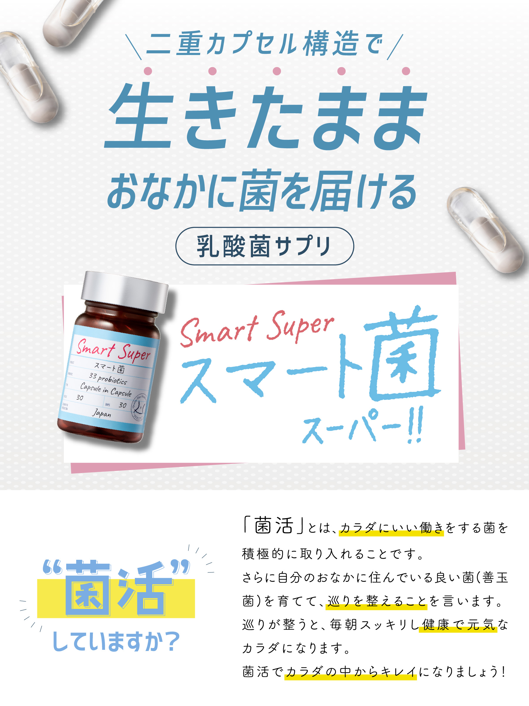 サプリメント スベルティ スマート菌 スーパー 14粒 | 菌活 乳酸菌 酵素 ボタニカル カプセル 乳酸菌 ハーブ ビタミン メール便 送料無料  ポイント消化