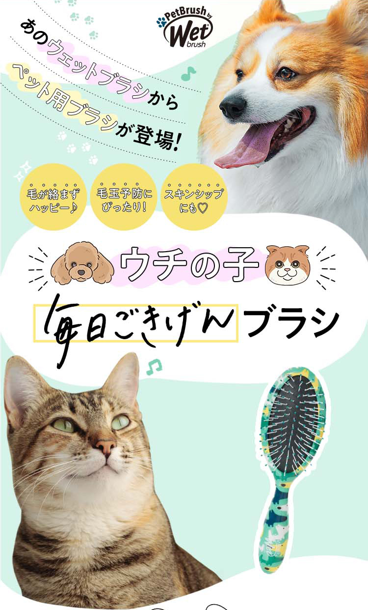 ウェットブラシ【正規品】ペットブラシ 両面（犬猫用・マッサージにも