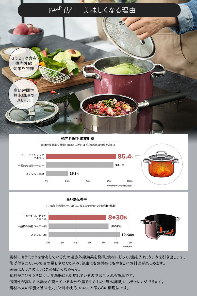 両手鍋 深型 蓋付き 無水鍋 無水調理鍋 おしゃれ ドイツ製 焦げ付