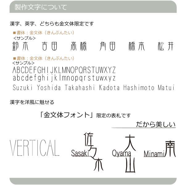 即納特典付き 漢字を使った洋風な表札 ステンレス アイアン 縦型 ヴァーティカル金文体 新品本物 Studiostodulky Cz