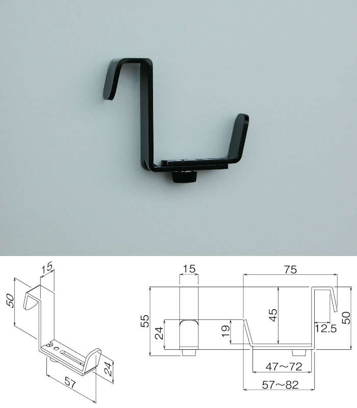 【まとめ買い4個】額用品 ブラック M-058 長押用 伸縮額受け 45