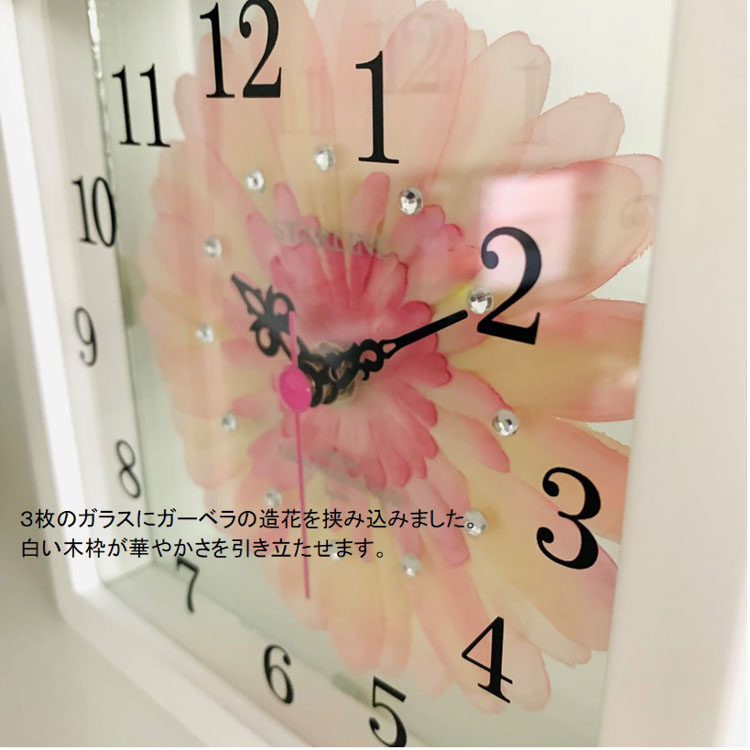 美しいお花の掛け時計♪ アートフラワークロック ガーベラ ピンク GERBERA Pink STARLINE スターライン STW-1189 PK 【代引不可】｜navi-p-com-online｜04