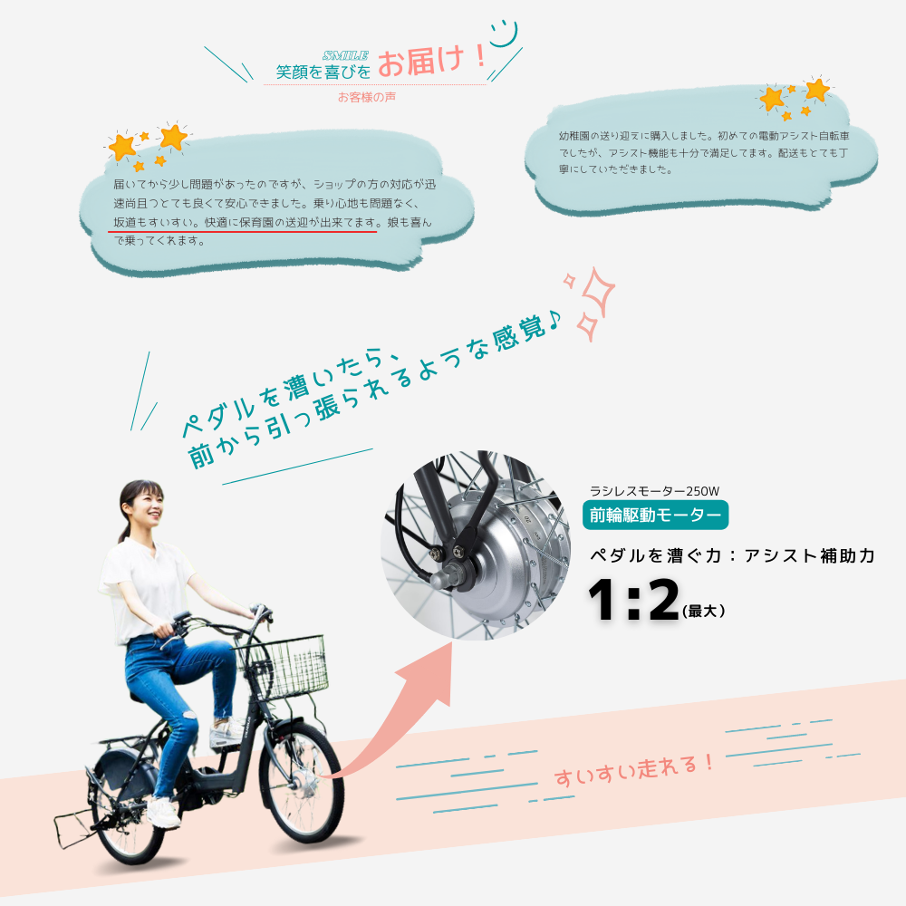 レビューキャンペーン中】】【子供乗せ】完組配送 電動アシスト自転車 
