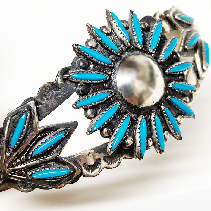 フレッドハービースタイル ターコイズ シルバー バングルVINTAGE INDIAN JEWELRY Fred Harvey Style Needle Point Turquoise SILVER Bangle｜navie｜06