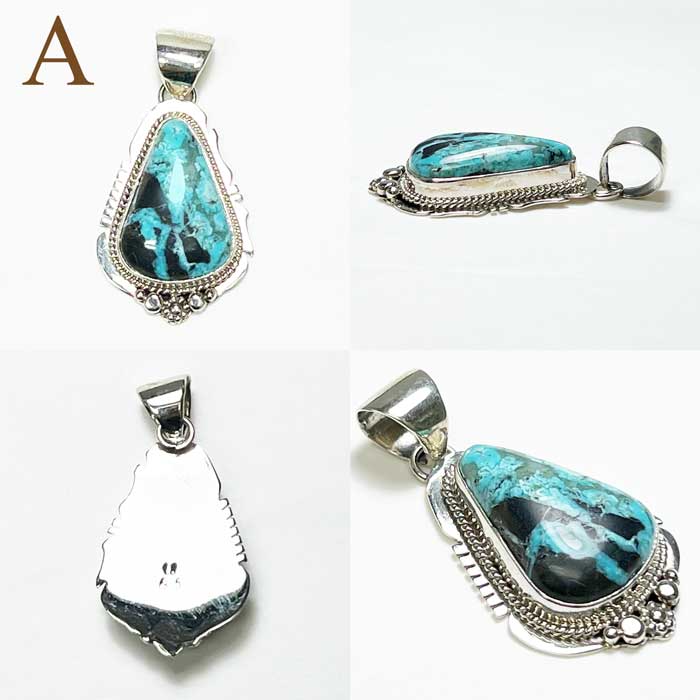 NAVAJO LA ローズ刻印/ターコイズ/ペンダントトップ/SILVER TT刻印 NAVAJO】ターコイズ インレイ ペンダントトップ - メルカリ