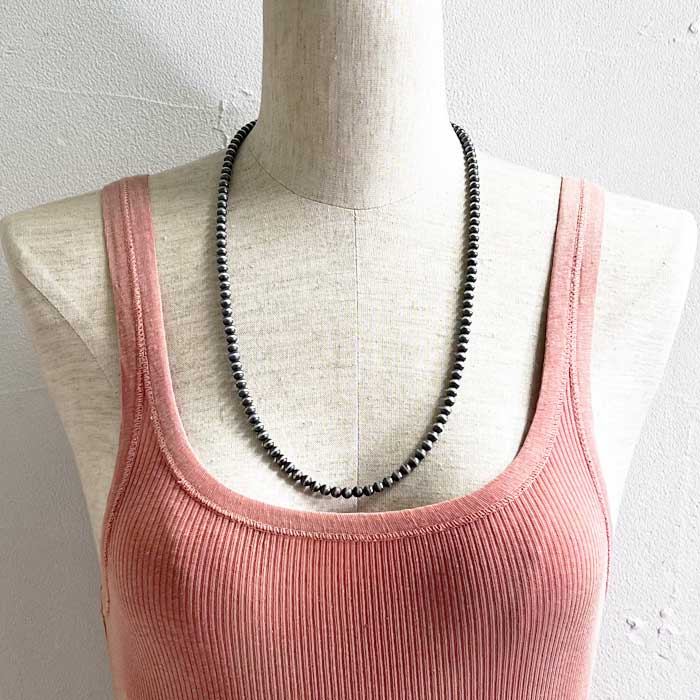 インディアンジュエリー ナバホパール シルバー ネックレス 6ミリ玉/24インチINDIAN JEWELRY Navajo Pearl Silver Nacklace 6mm24inchの画像