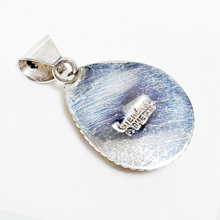 INDIAN JEWELRY NAVAJO "Peggy Skeet" Onyx & Silver Teardrop Pendant Top ナバホ族 オニキス シルバー ティアドロップ型 ペンダントトップ_4