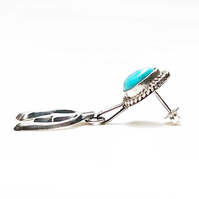 インディアンジュエリー ナバホ族 ターコイズ ナジャ シルバー ピアスINDIAN JEWELRY NAVAJO "Verley Betone" Turquoise Hands Naja  Silver Stud Pierce｜navie｜04